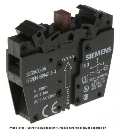3SB3400-0A 1NA+1NK Yardımcı Kontak Elemanı, 3KD Boy 3/5 ve 3SB3 Butonlar için