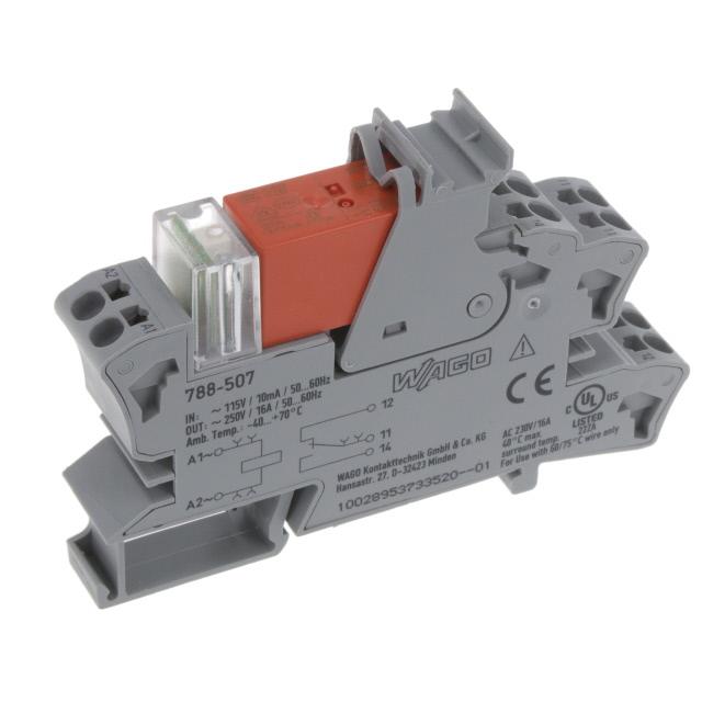 WAGO 788-507   Röle Modülü Nominal Giriş Gerilimi  115VAC 1 Değişken Kontak Sınırlayıcı Sürekli Akım 16A Kırmızı Durum Göstergesi Modül Genişliği 15mm 2.50mm² Gri