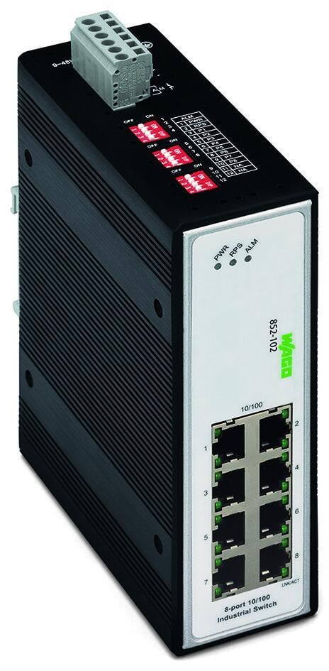 WAGO 852-102  Endüstriyel Switch 8-port 100Base-TX Siyah