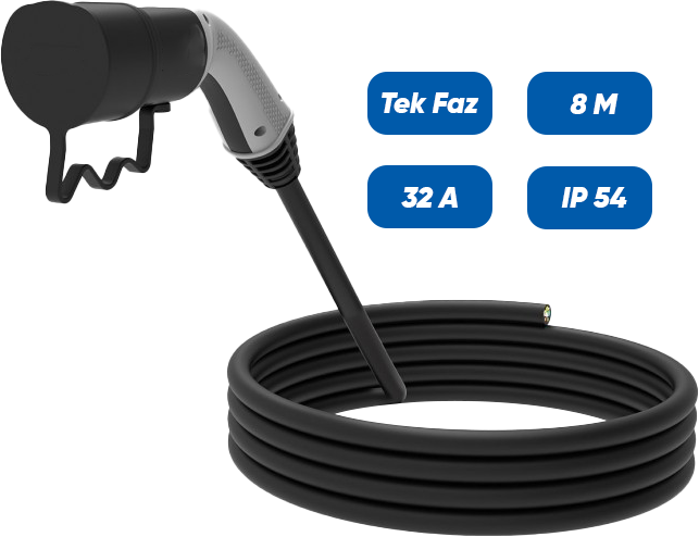 Kablolu Şarj Seti 8m Monofaze 32A