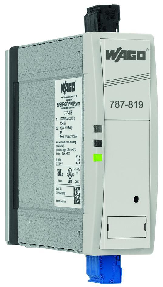 WAGO 787-819 Anahtarlamalı Mod Güç Kaynağı Pro 1 Fazlı 12VDC Çıkış Gerilimi 6A Çıkış Akımı TopBoost + PowerBoost DC OK Kontak