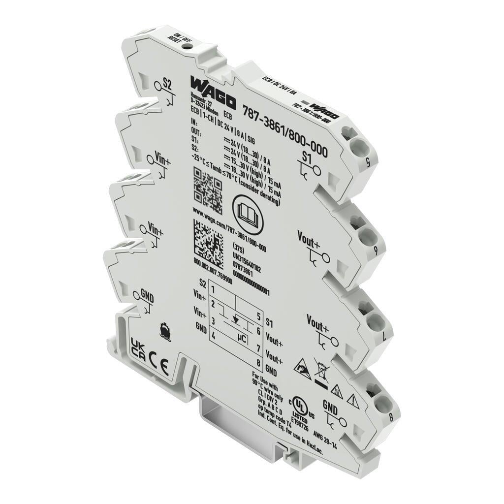 WAGO 787-3861/800-000  Elektronik Devre Kesici 1 Kanallı 24VDC Giriş Gerilimi 8A Sinyal Kontağı