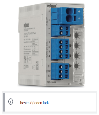 WAGO 787-1664/000-011  Elektronik Devre Kesici 4 Kanallı 24VDC Giriş Gerilimi Ayarlanabilir 2 - 10A İletişim Yeteneği NPN Gösterge