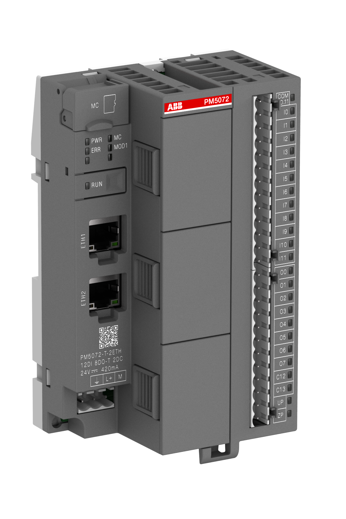 PM5072-T-2ETH  İŞLEMCİ MODÜLÜ BELLEK 8MB 12DI 24 VDC 8DO 24VDC 0.5A 2 DC 24VDC 2 ETHERNET ARAYÜZÜ 3 SEÇENEK YUVASI