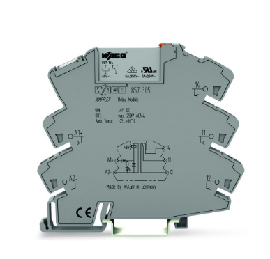 Relay module; Nominal input voltage: 48 VDC; 1 changeover contact; Limiting continuous current: 6 A; Yellow status indicator; Module width: 6 mm