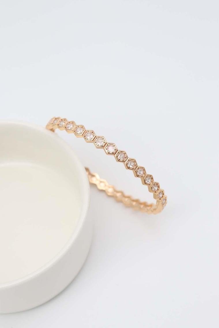 Altıgen Taşlı Gold kelepçe