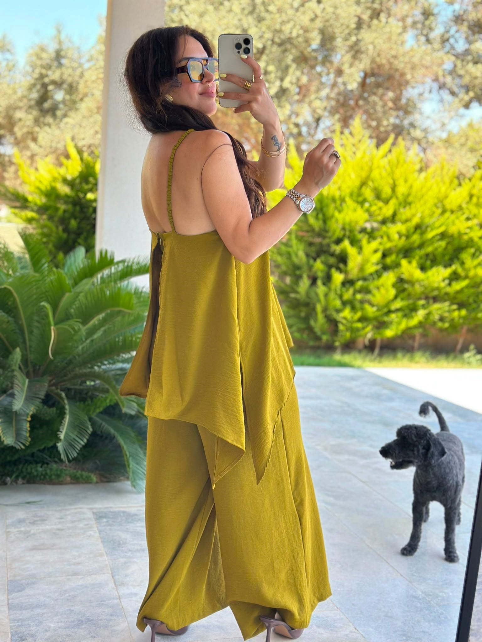 Askı Detaylı Bluz Yeşil Tulum