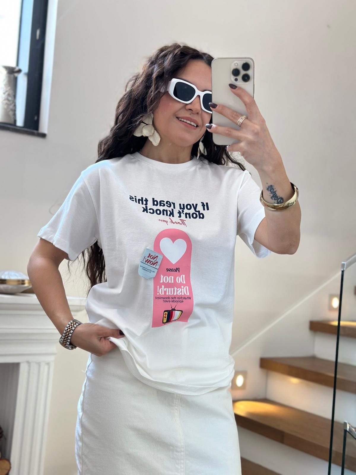 Beyaz Kalpli Tshirt