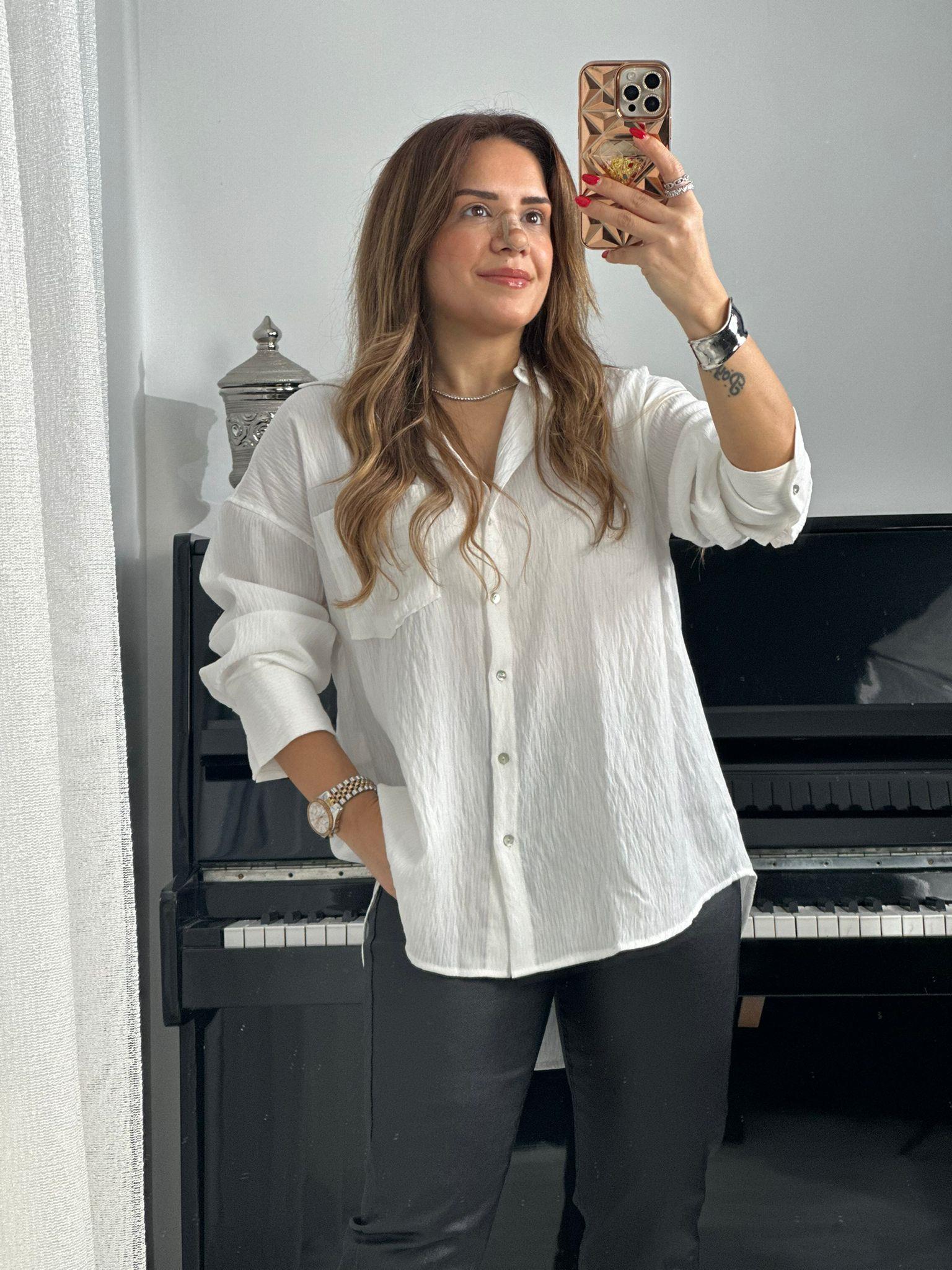 Beyaz Salaş Gömlek