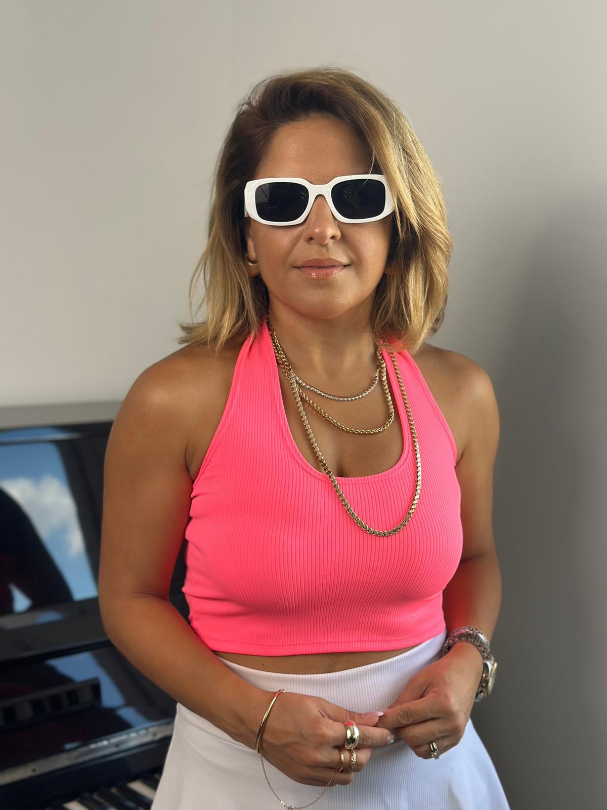 Boyundan Geçmeli Pembe Crop