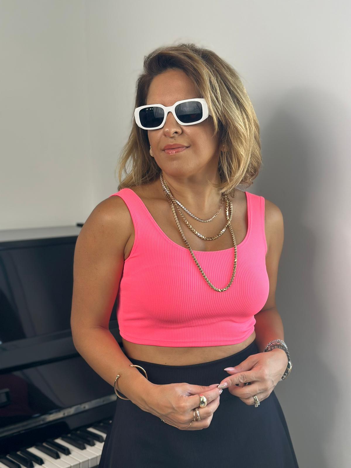 Çift Omuzlu Pembe Crop