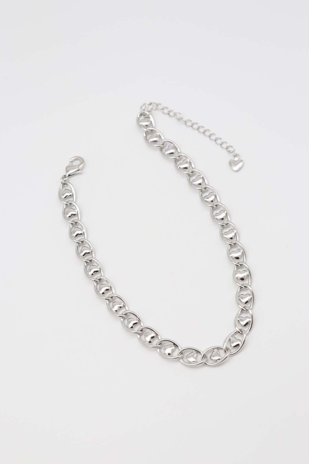 Kalp Detaylı Silver Halhal