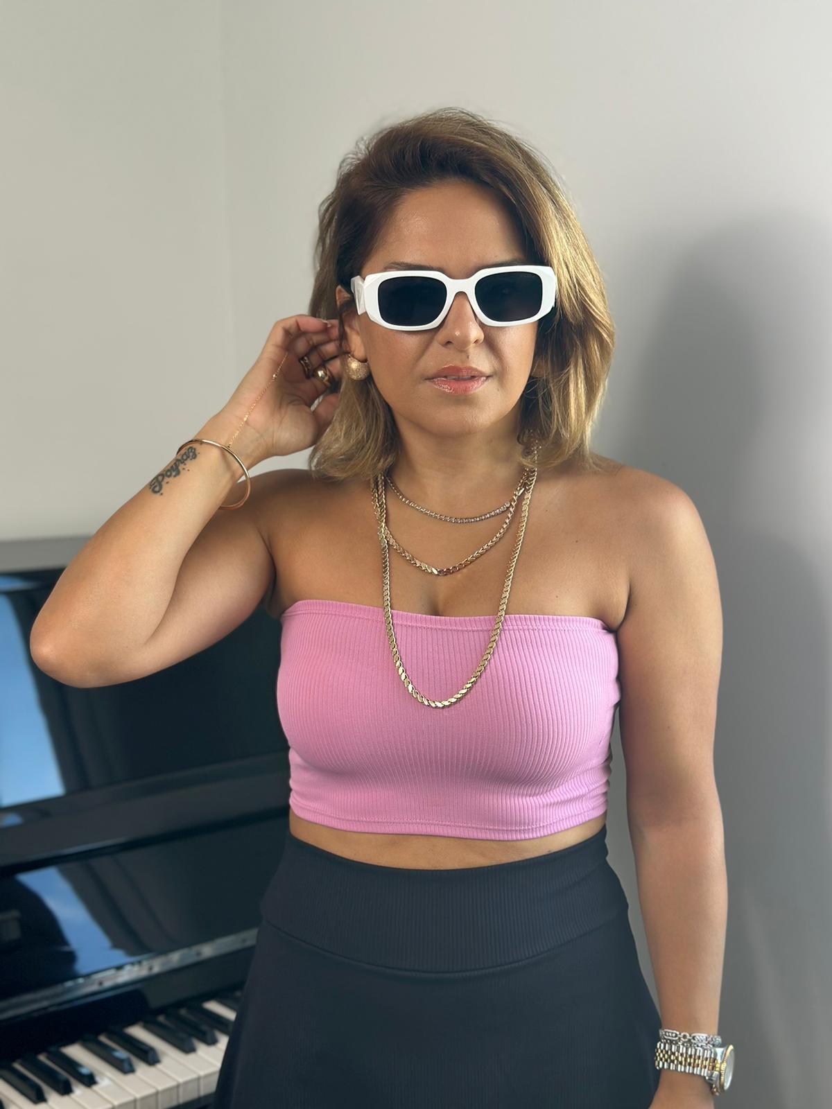 Kısa Straplez Lila Crop