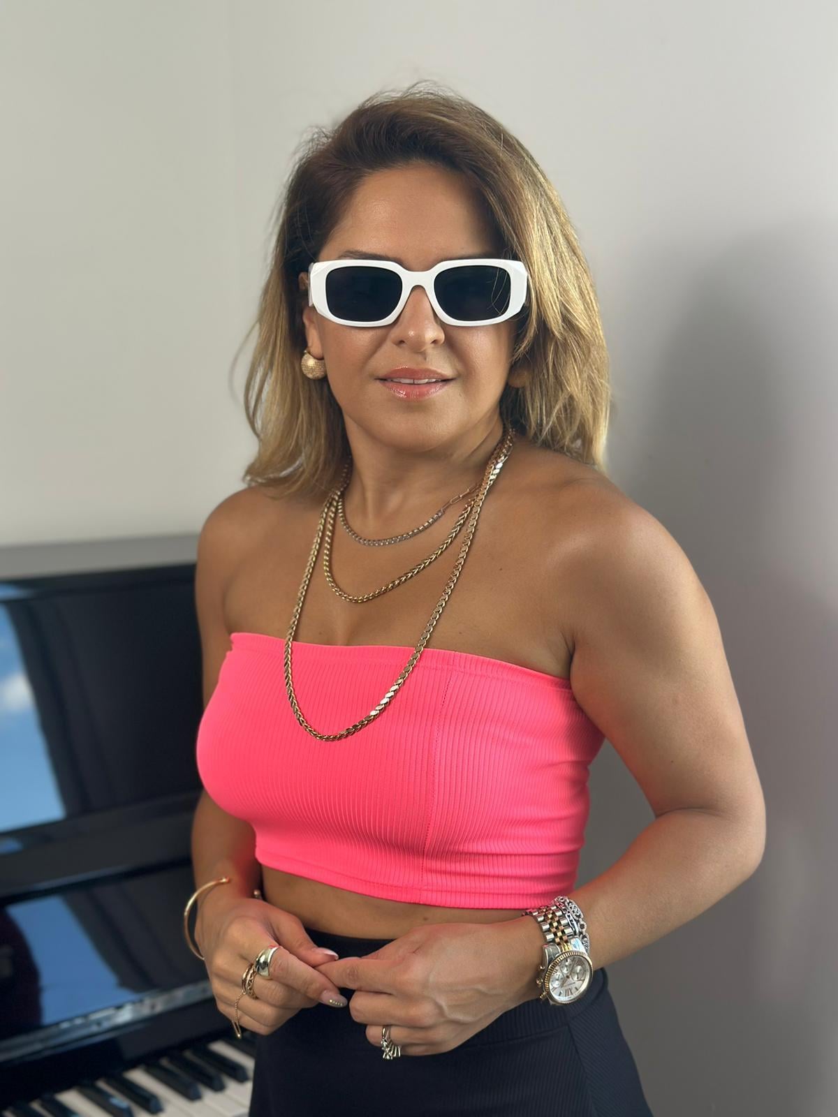 Kısa Straplez Pembe Crop