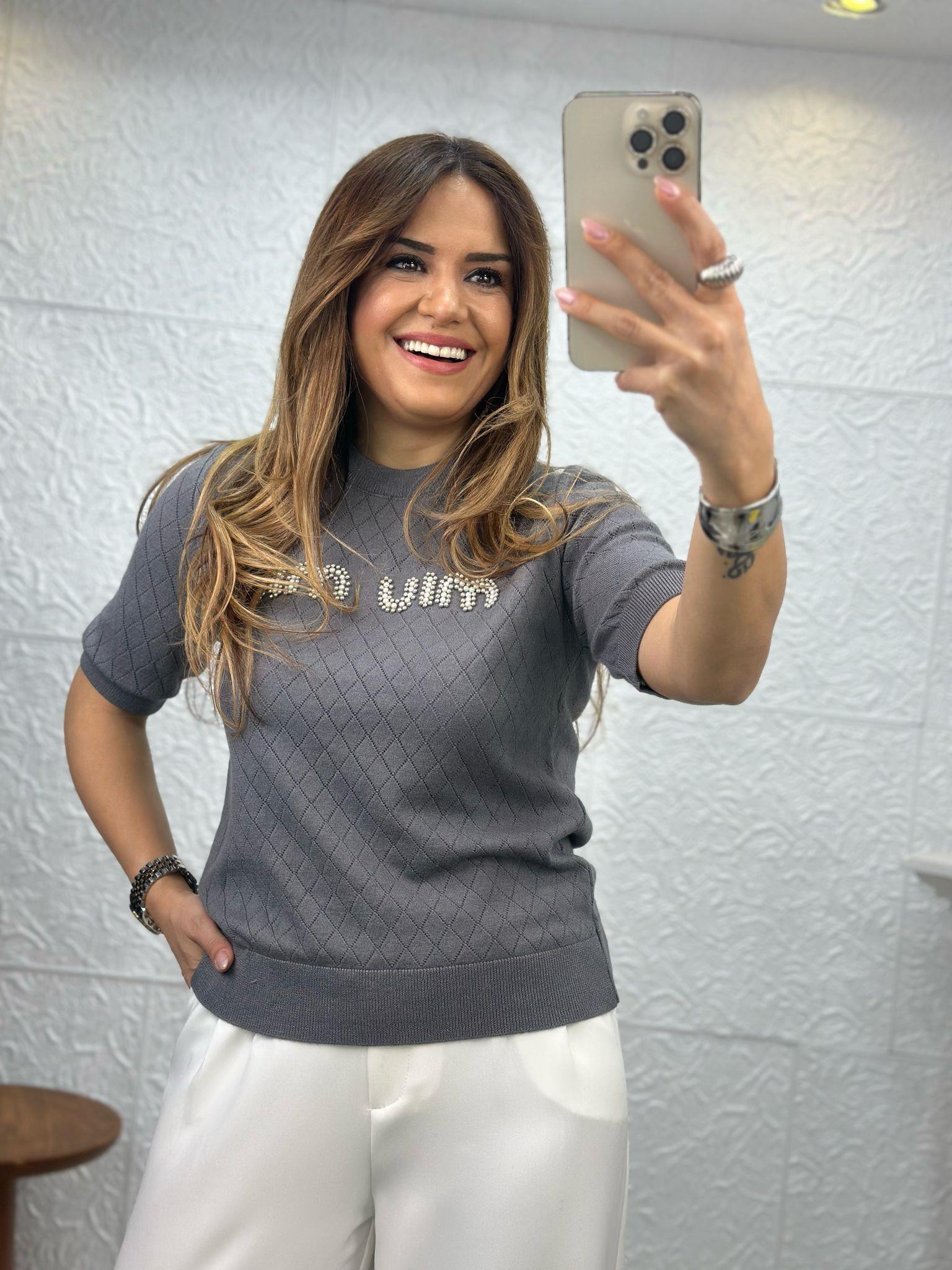 M İncili Griı Bluz