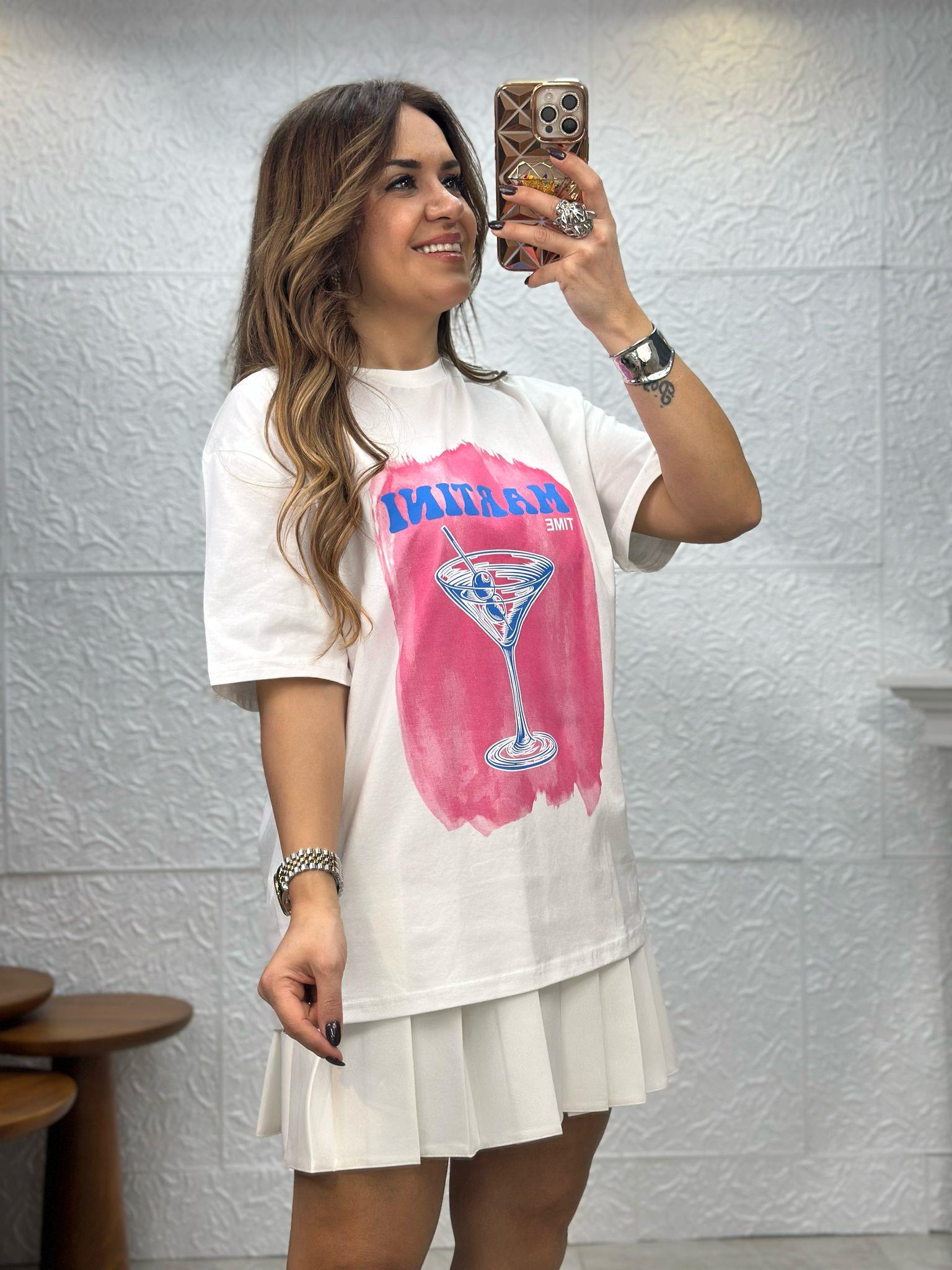 Martını Tıme Baskılı Beyaz Tshirt