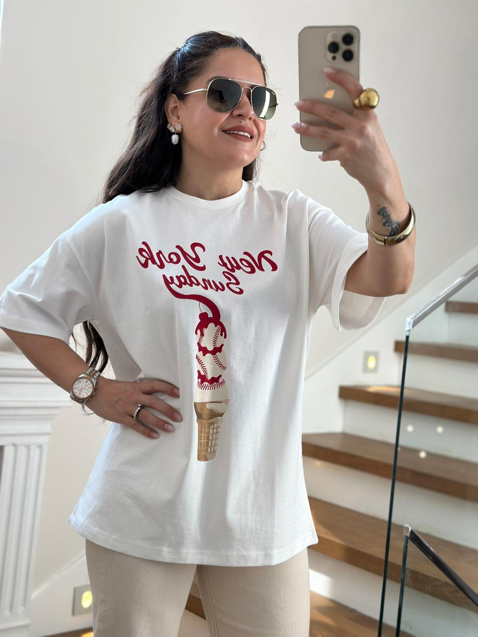 New York Sunday Baskılı Tshirt