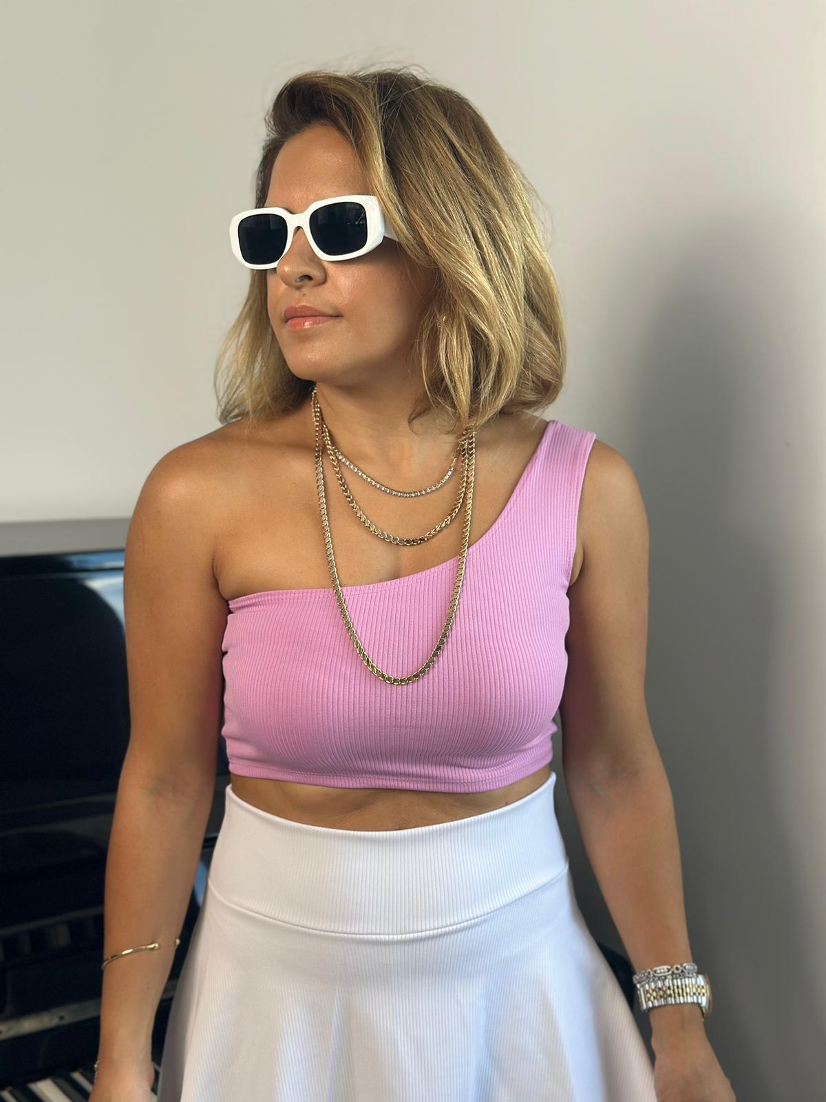 Tek Omuz Lila Crop