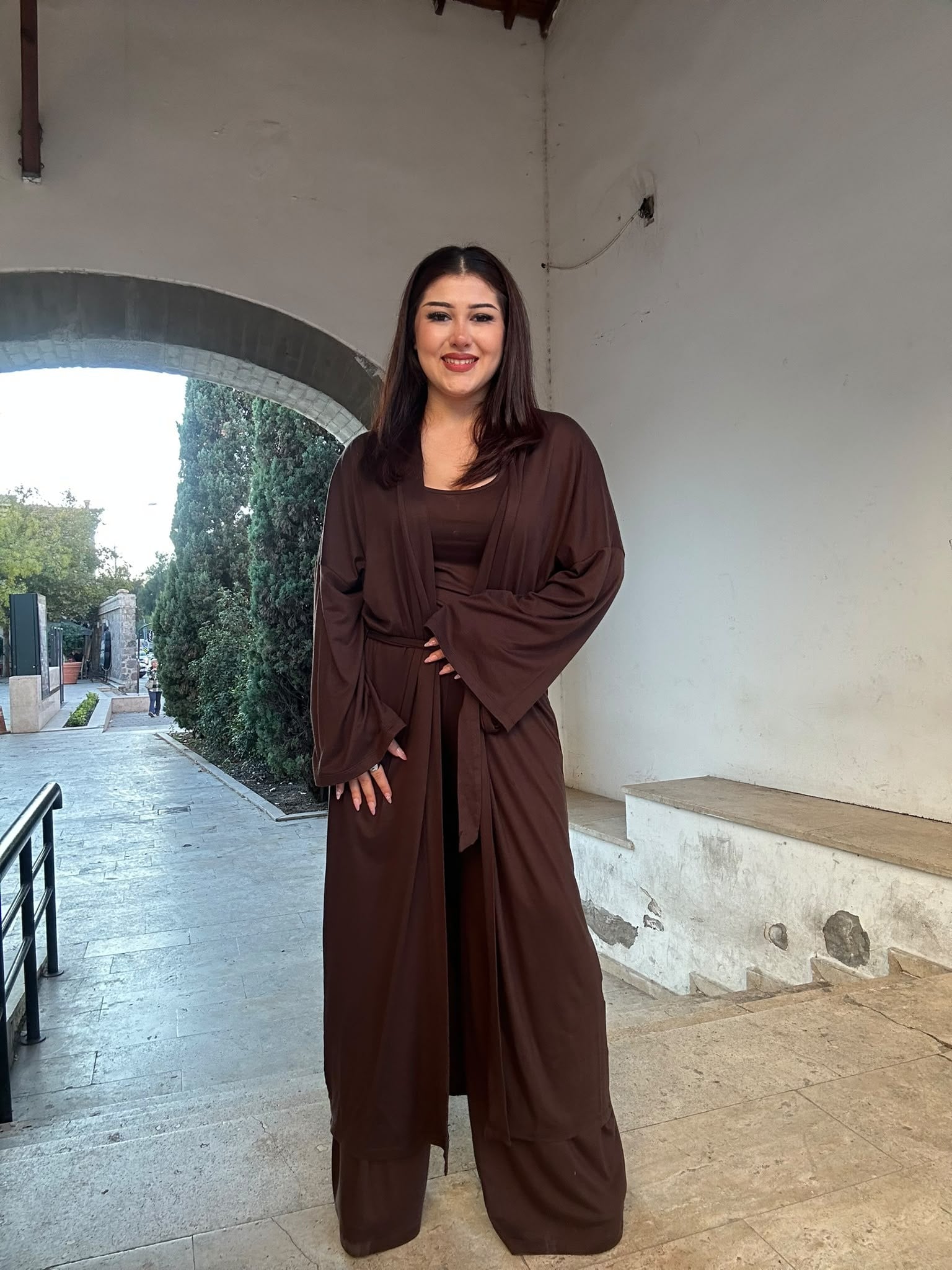 Üçlü Penye Pantolon Takım Kahverengi
