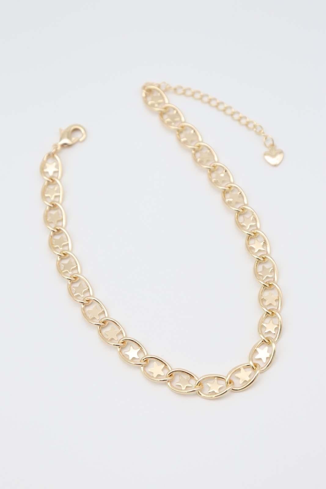 Yıldız Detaylı Gold Halhal
