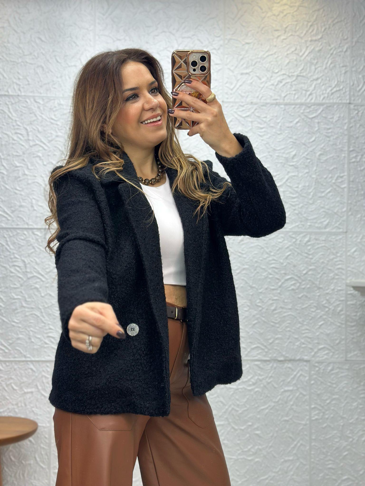 Bürümcük Siyah Kaşe Kaban