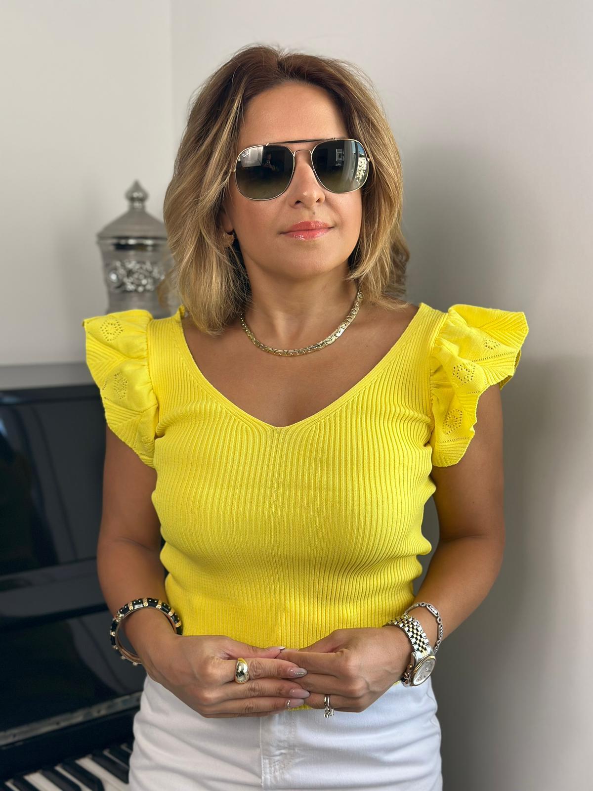 Fırfırlı Sarı Triko