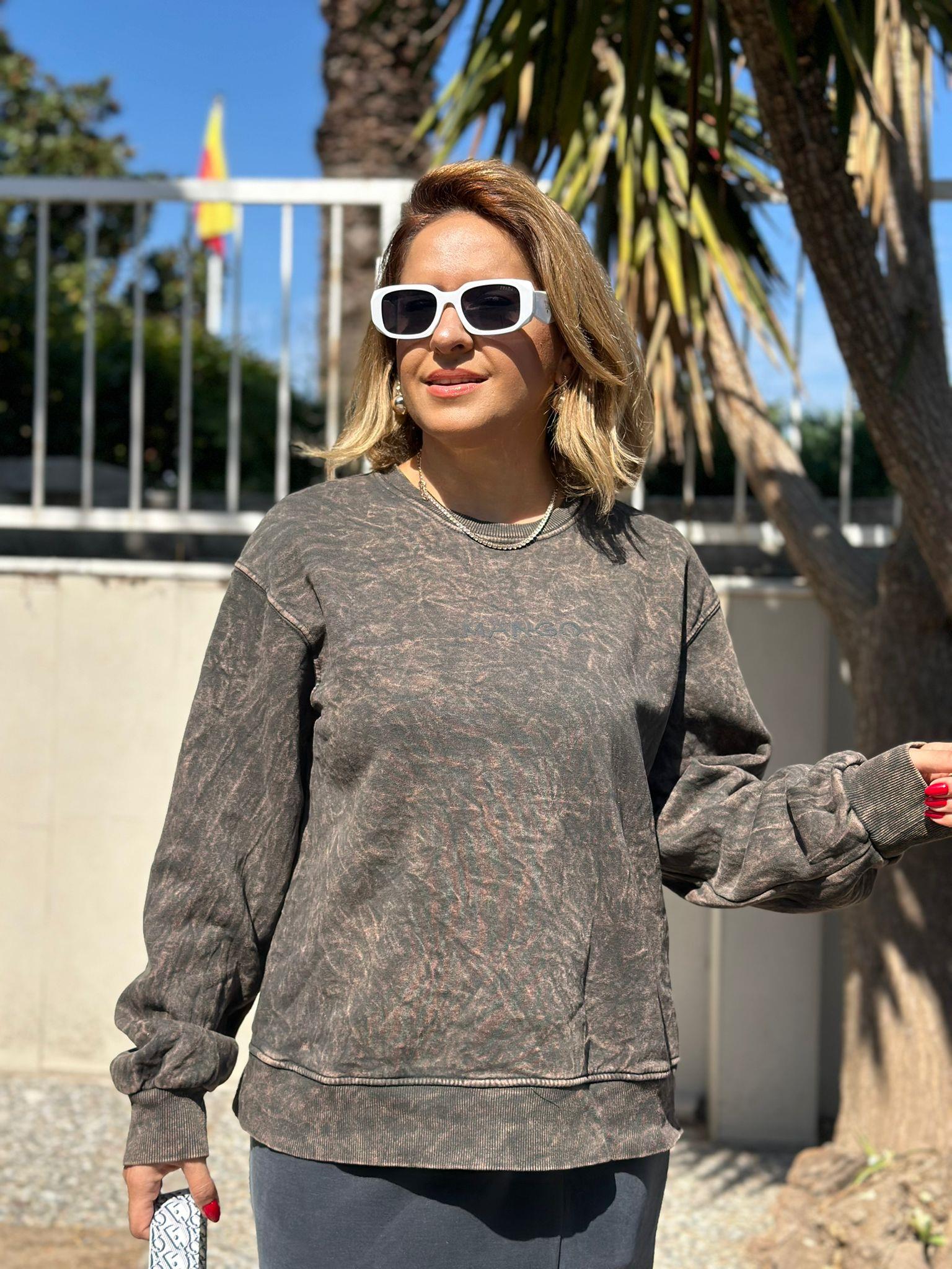 Kahverengi Şardonlu Sweatshirt