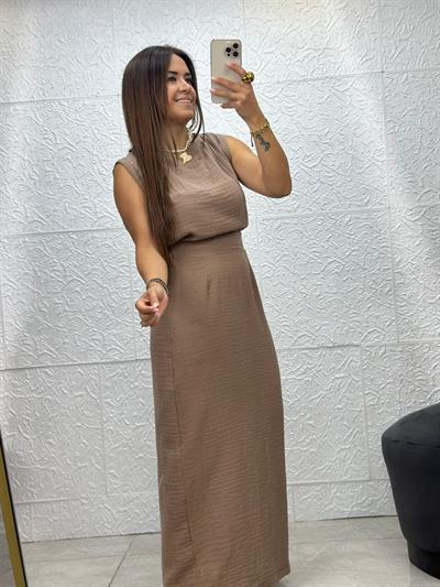 Müslim Etekli Kahverengi Takım