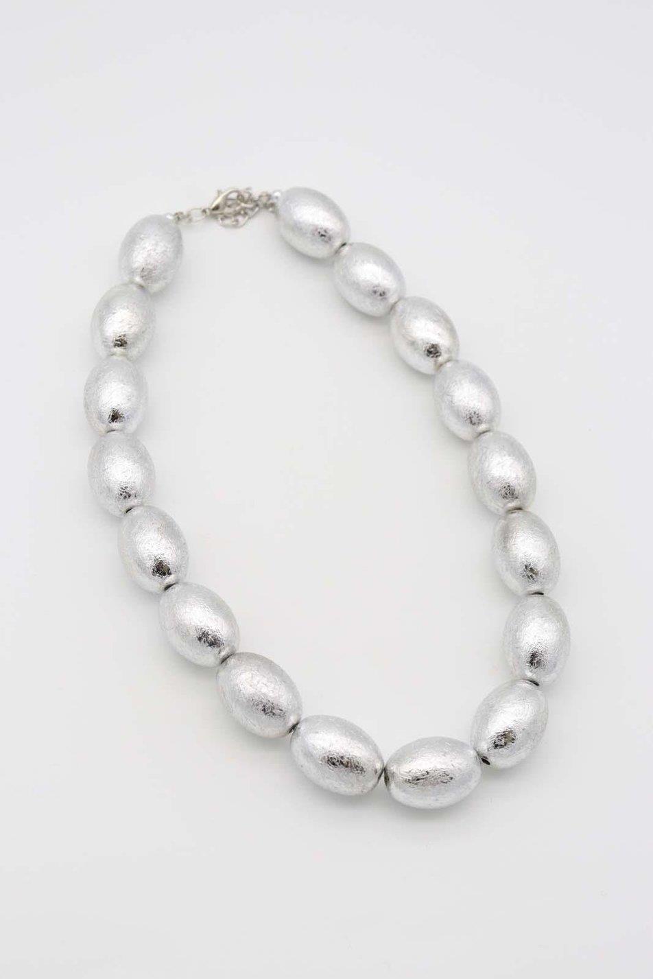 Silver Oval Pürüzlü Kolye