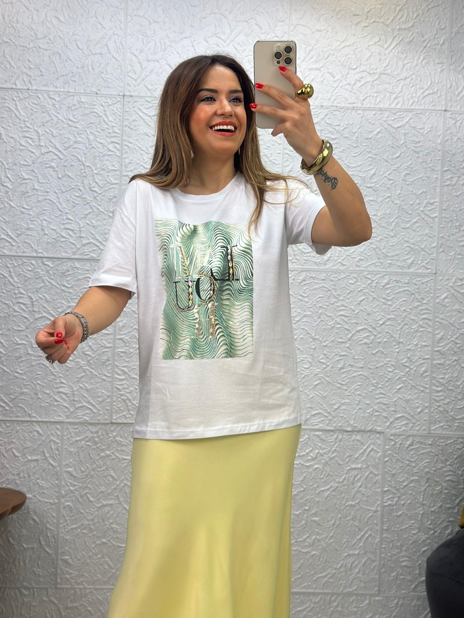 Su Yeşili Deniz Kabuklu Tshirt
