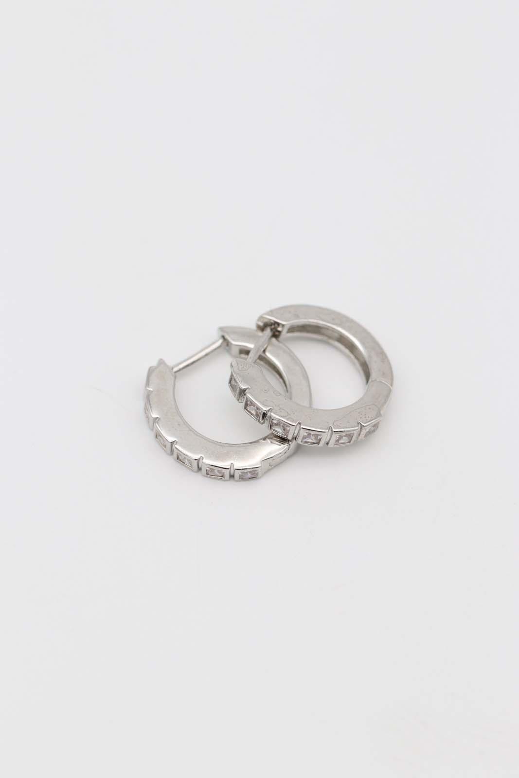 Taşlı Silver Küçük Küpe