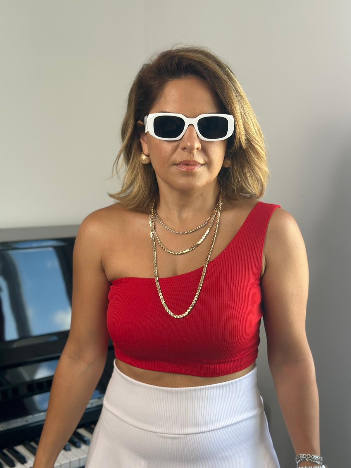 Tek Omuz Kırmızı Crop