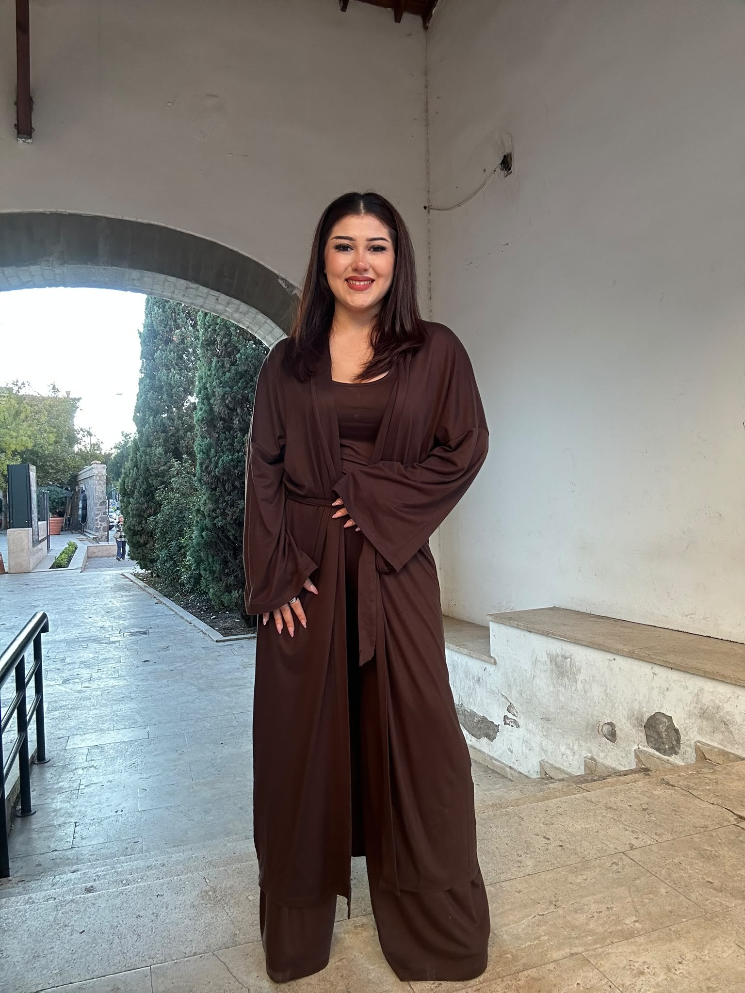 Üçlü Penye Pantolon Takım Kahverengi