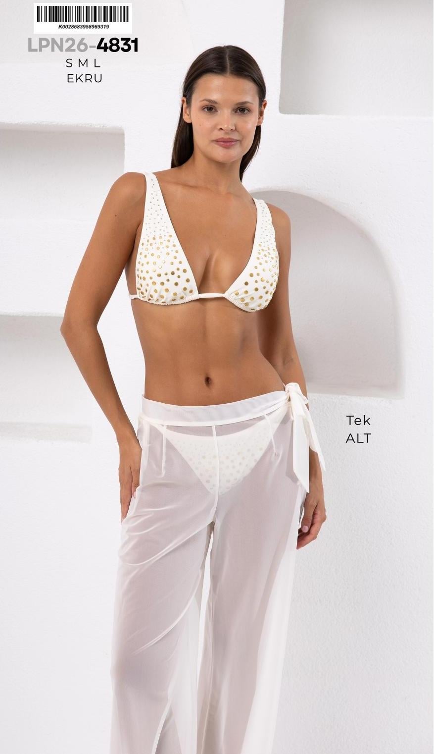 Yandan Bağlamalı Beyaz Pantolon Pareo Lpn264831