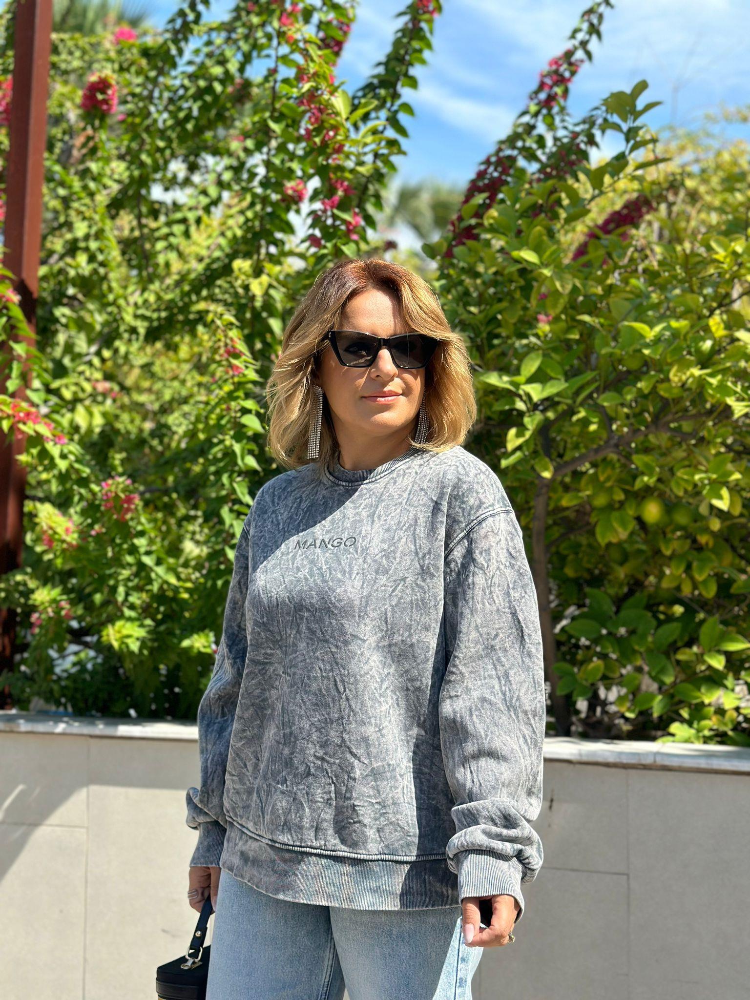 Yıkamalı Kumaş Gri 3 İplik Sweatshirt