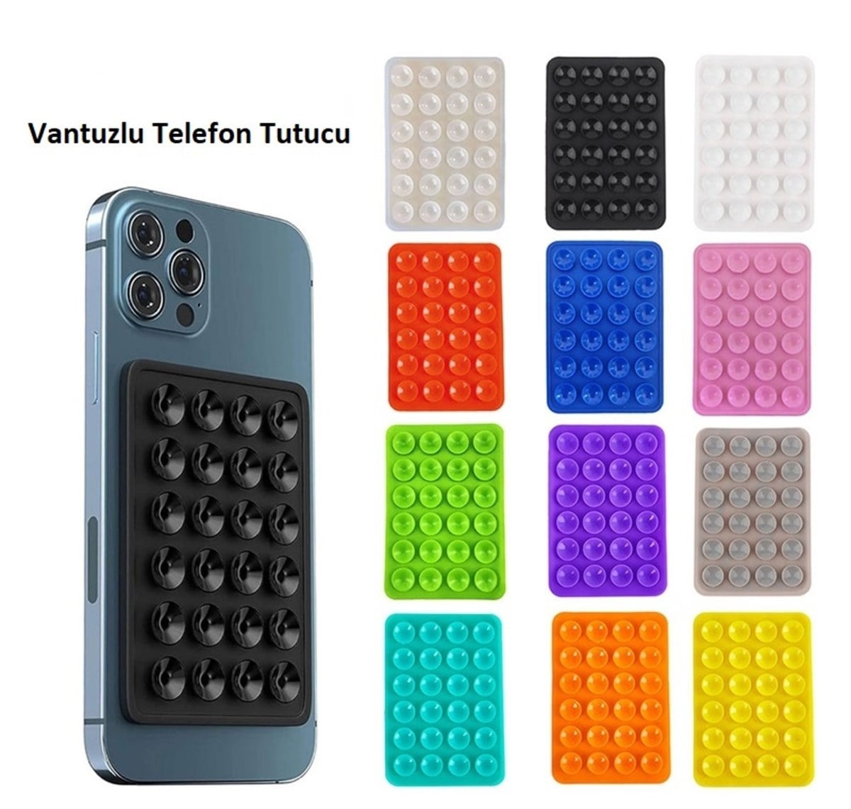 Çift Taraflı Vantuzlu Kaydırmaz Silikon Cep Telefon Tutucu