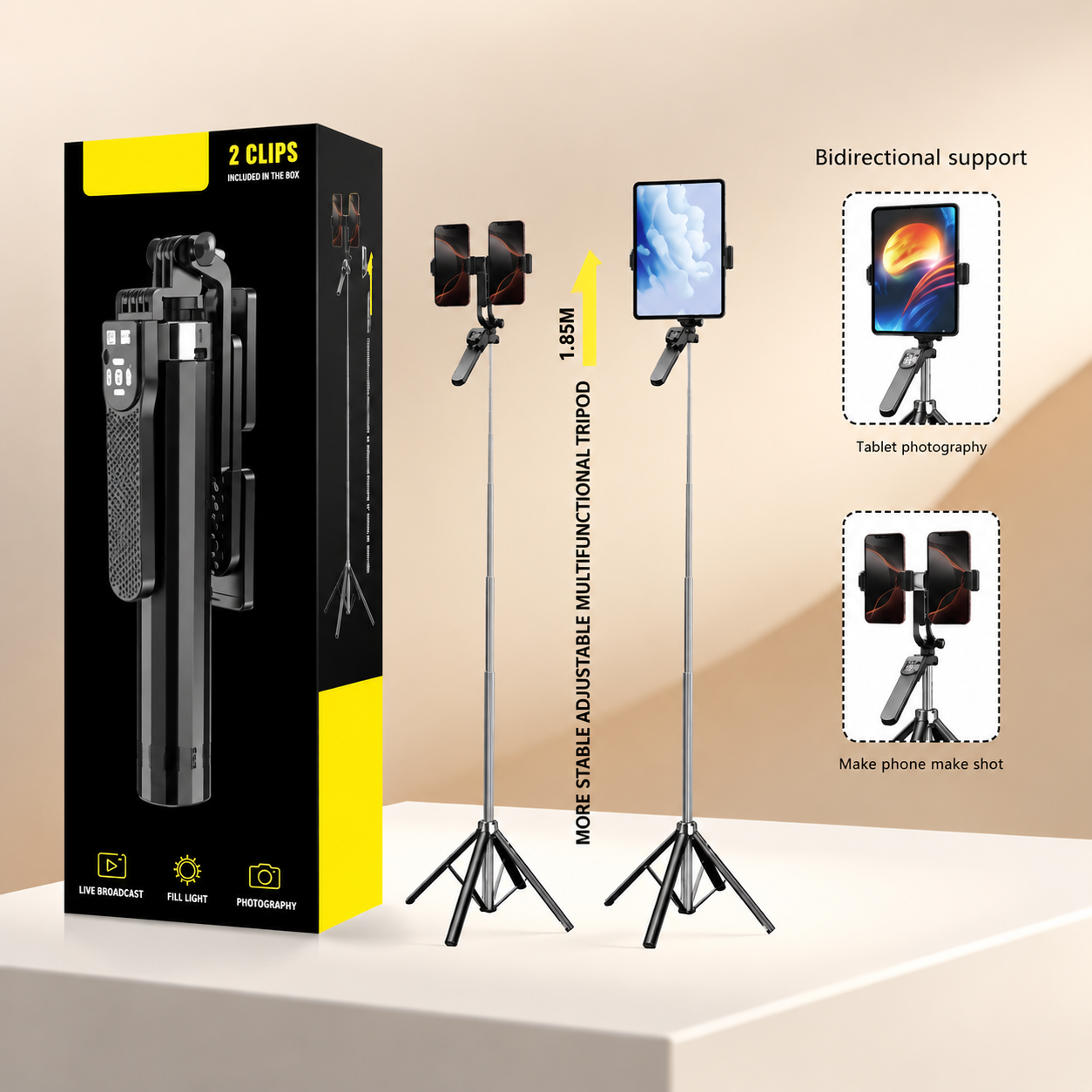Neepho NP-L9 Tripod – Çift Telefonlu Profesyonel İçerik Üretici Tripodu