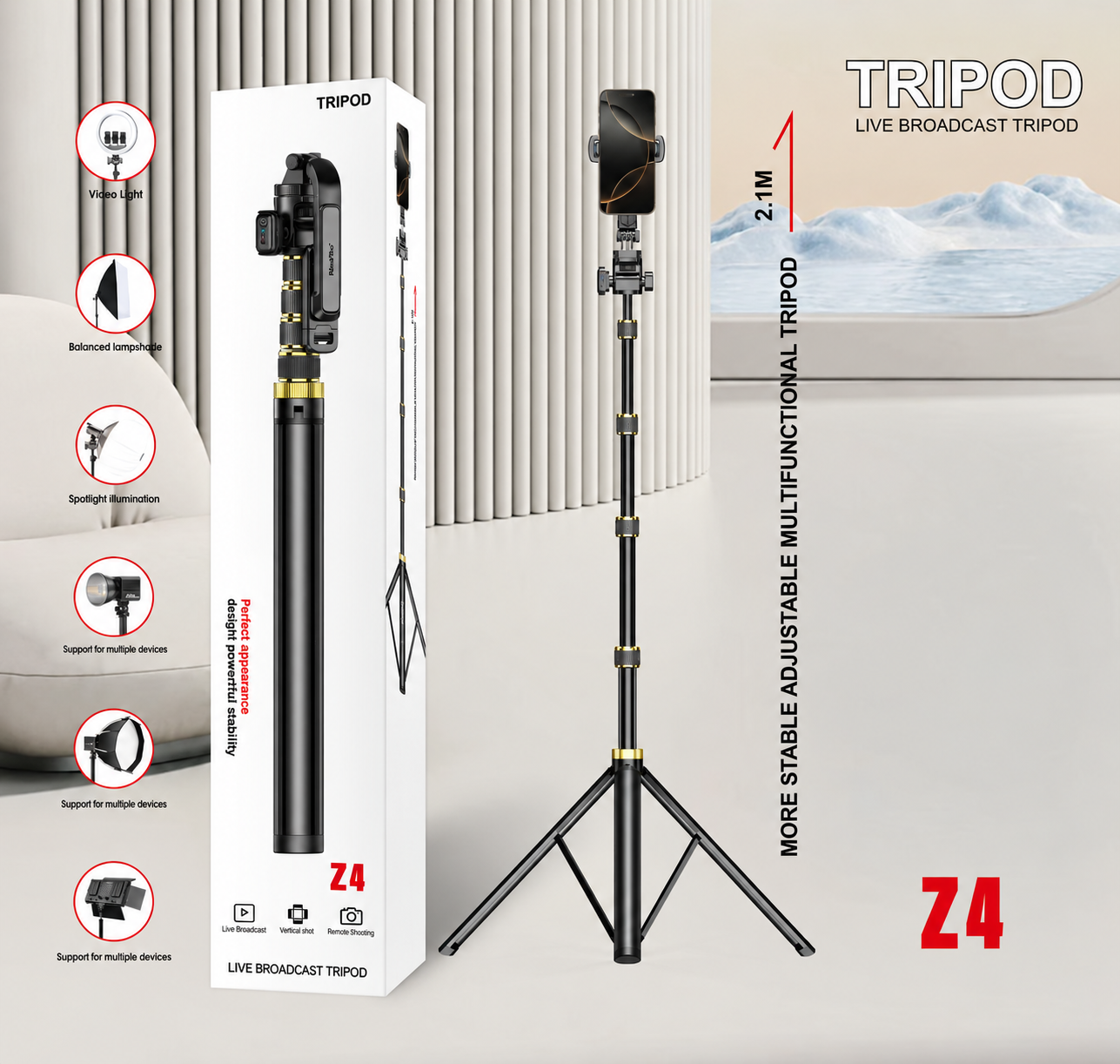 Neepho NP-Z4 Profesyonel Tripod Telefon ve Kamera Tutucu