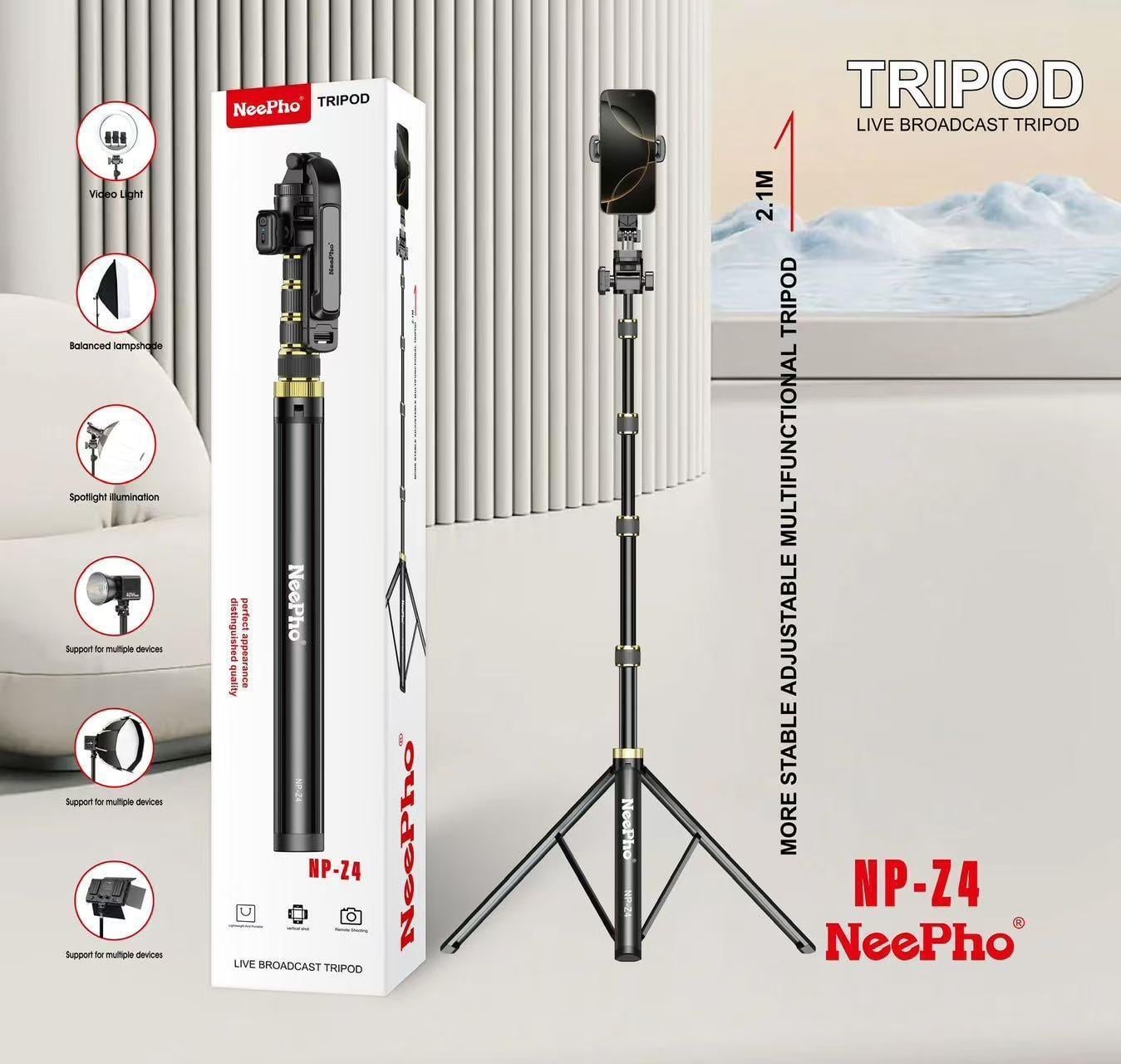 Neepho NP-Z4 Profesyonel Tripod Telefon ve Kamera Tutucu