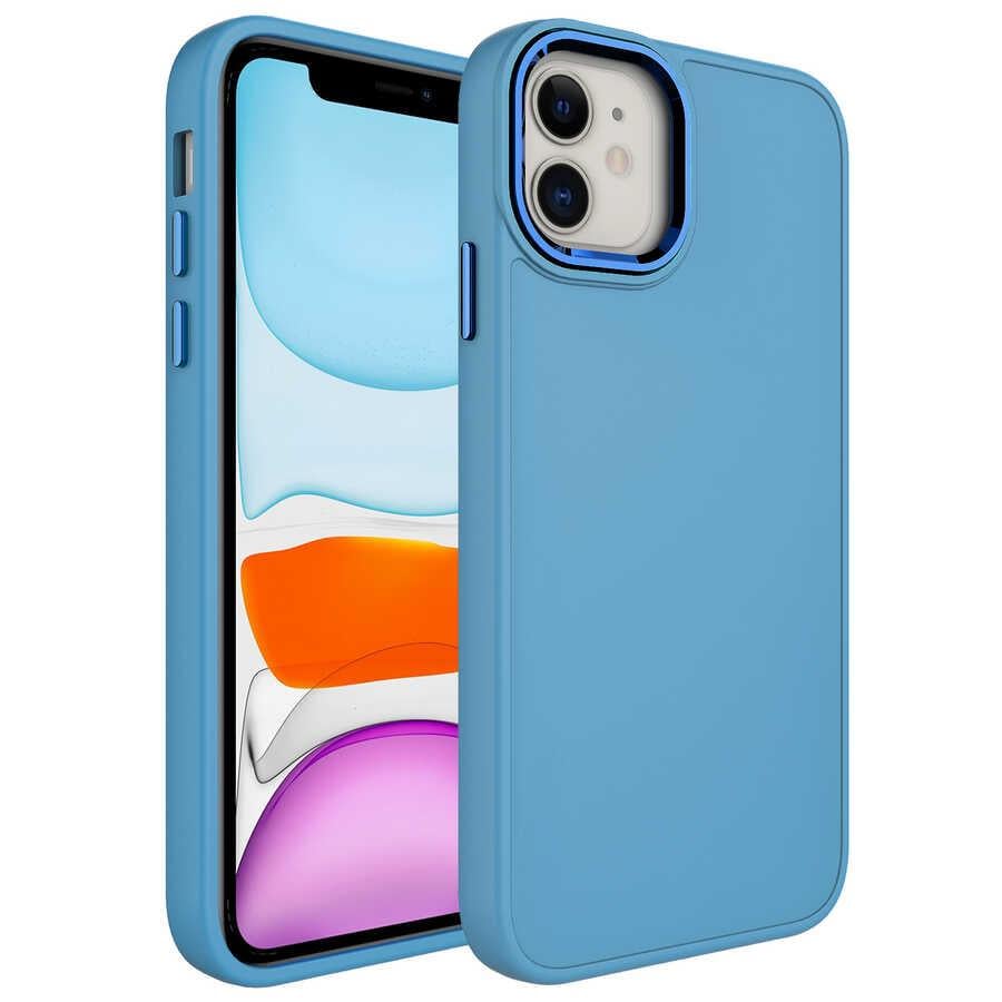 Apple iPhone 11 Uyumlu Kılıf Metal Çerçeve ve Buton Tasarımlı Silikon Zore Luna Kapak