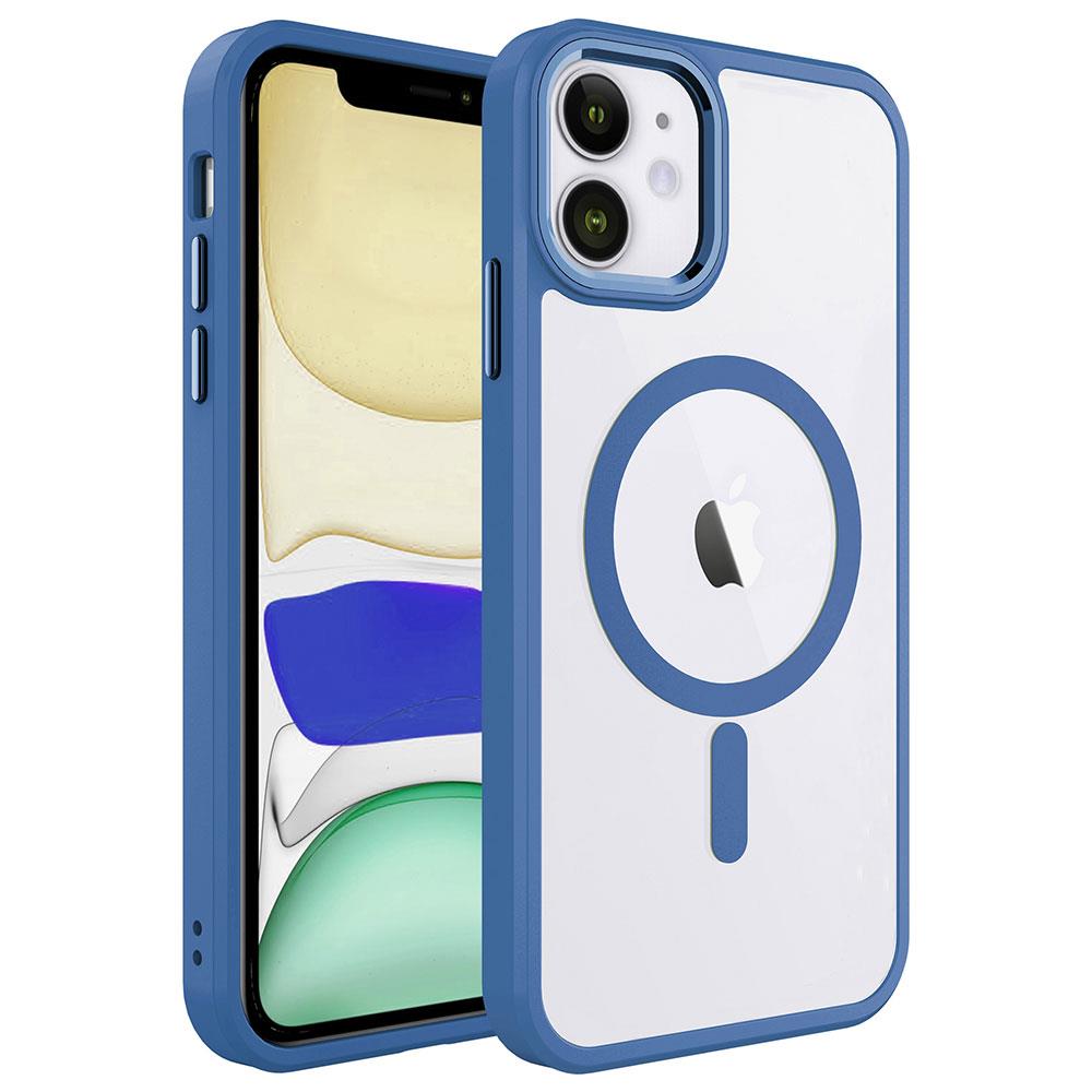 Apple iPhone 11 Uyumlu Kılıf Wireless Şarj Özellikli Zore Krom M-safe Silikon Kapak