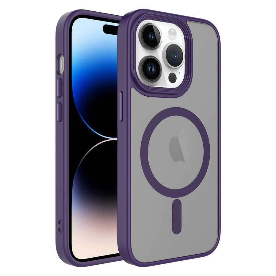 Apple iPhone 12 Pro Max Uyumlu Kılıf Mat Arka Yüzey Wireless Şarj Özellikli Zore Flet M-safe Kapak