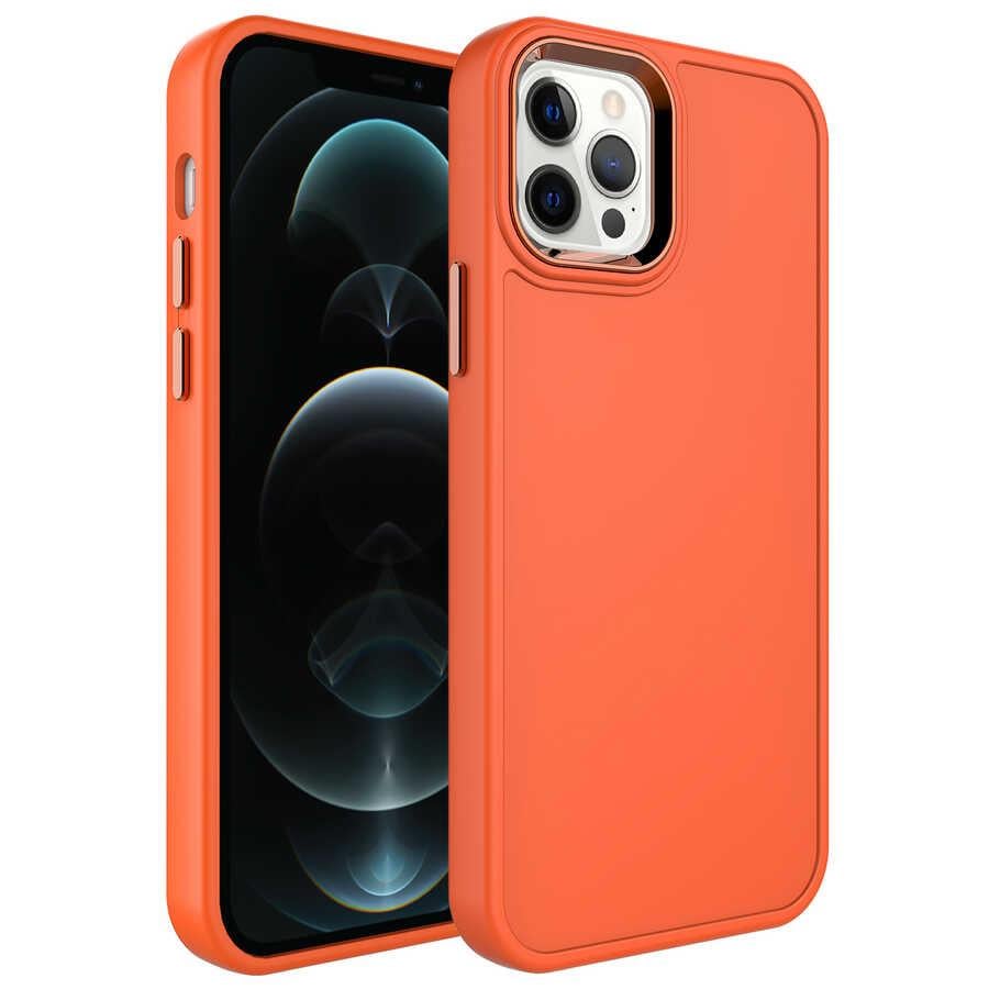 Apple iPhone 12 Pro Max Uyumlu Kılıf Metal Çerçeve ve Buton Tasarımlı Sert Zore Botox Kapak