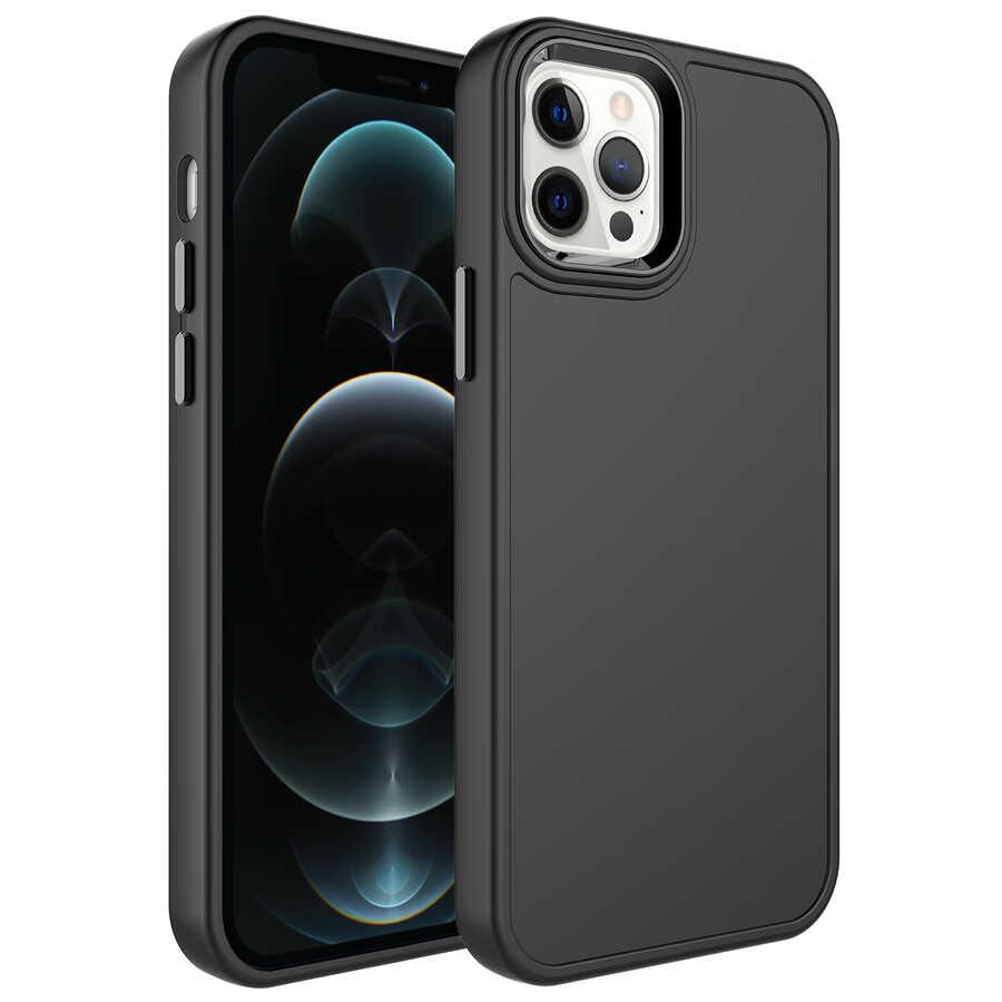 Apple iPhone 12 Pro Max Uyumlu Kılıf Metal Çerçeve ve Buton Tasarımlı Sert Zore Botox Kapak