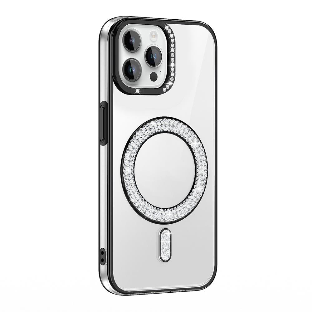 Apple iPhone 12 Pro Uyumlu Kılıf Pırlanta Taş Tasarımlı M-safe Şarj Özellikli Zore Karetta Silikon Kapak