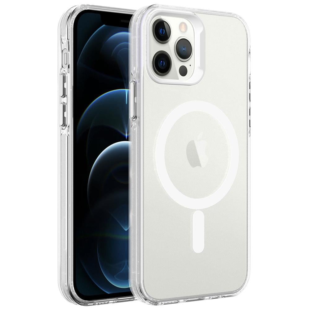 Apple iPhone 12 Pro Uyumlu Kılıf Zore M-safe Şarj Özellikli Buzlu Transparan C-Pro Sert Kapak