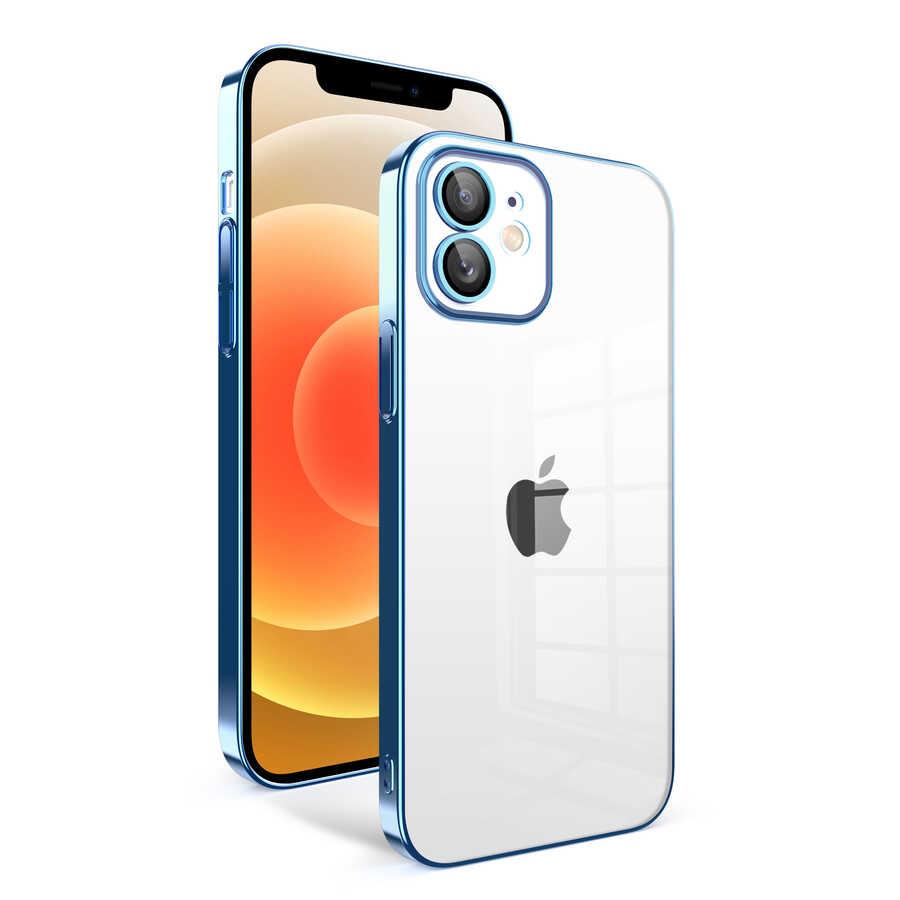 Apple iPhone 12 Uyumlu Kılıf Kamera Korumalı Renkli Çerçeveli Zore Garaj Kapak