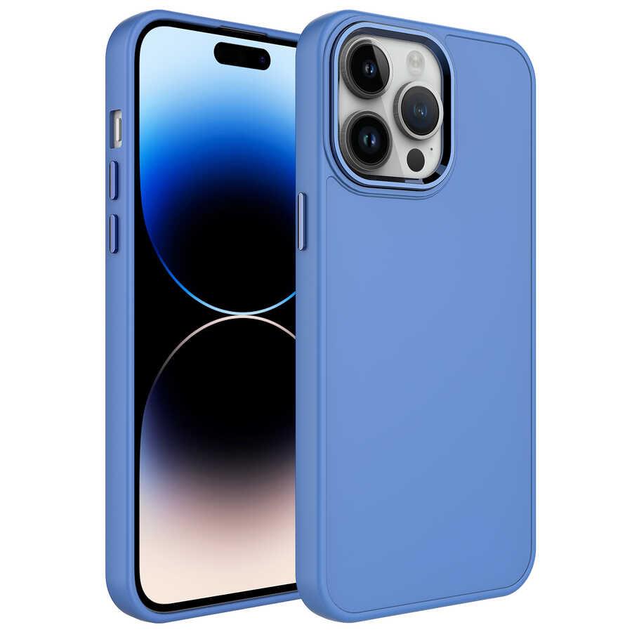Apple iPhone 13 Pro Uyumlu Kılıf Metal Çerçeve ve Buton Tasarımlı Silikon Zore Luna Kapak