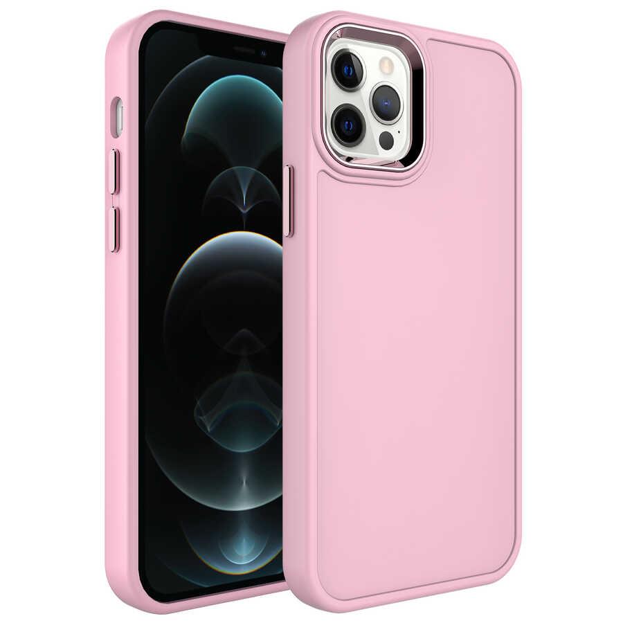 Apple iPhone 13 Pro Uyumlu Kılıf Metal Çerçeve ve Buton Tasarımlı Sert Zore Botox Kapak