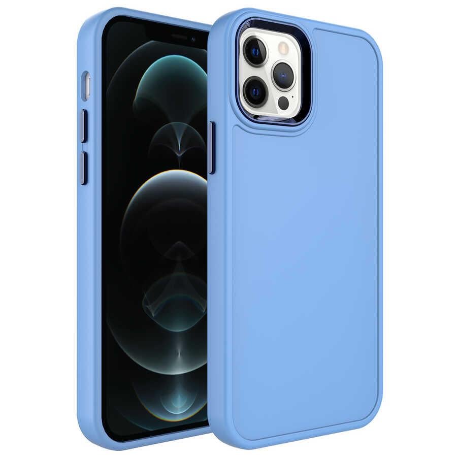 Apple iPhone 13 Pro Uyumlu Kılıf Metal Çerçeve ve Buton Tasarımlı Sert Zore Botox Kapak